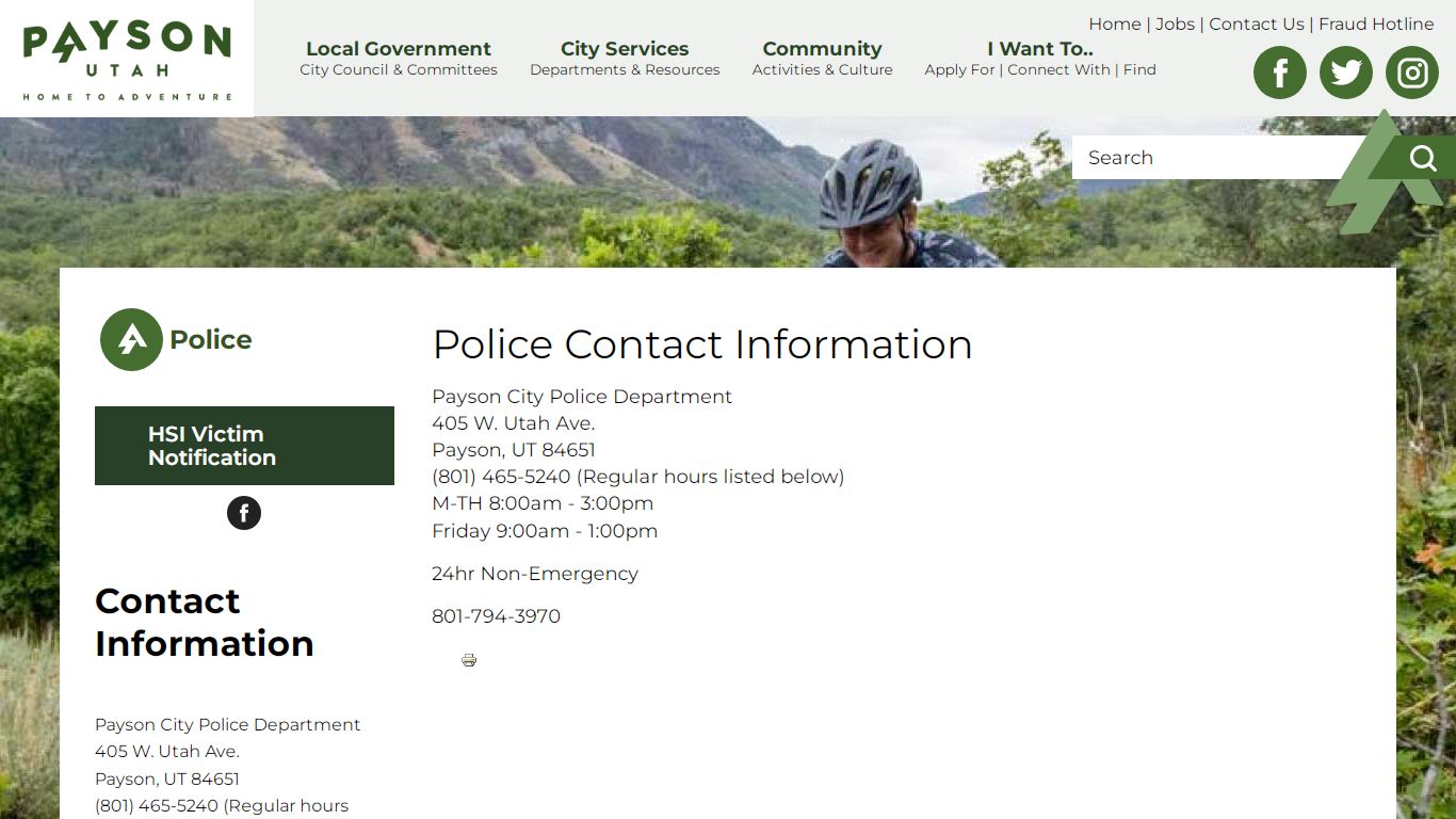 Police Contact Information | Payson Utah